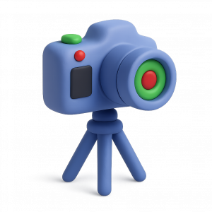 Grafik mit 3D-Symbolen zu Foto- & Videografie